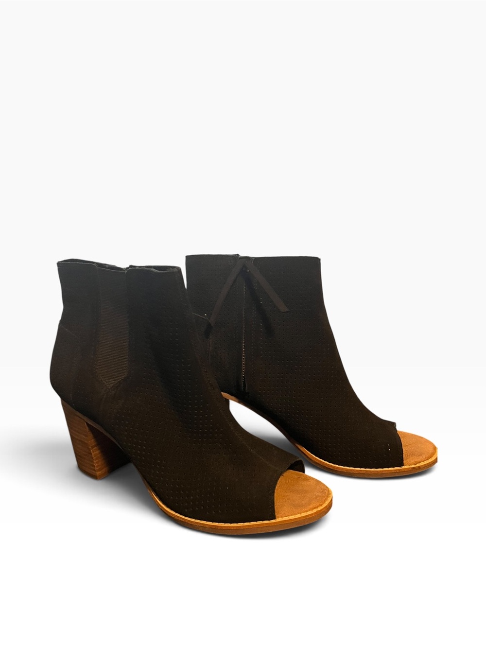 Toms Majorca Peep-Toe Stacked Booties - Excellent Condition